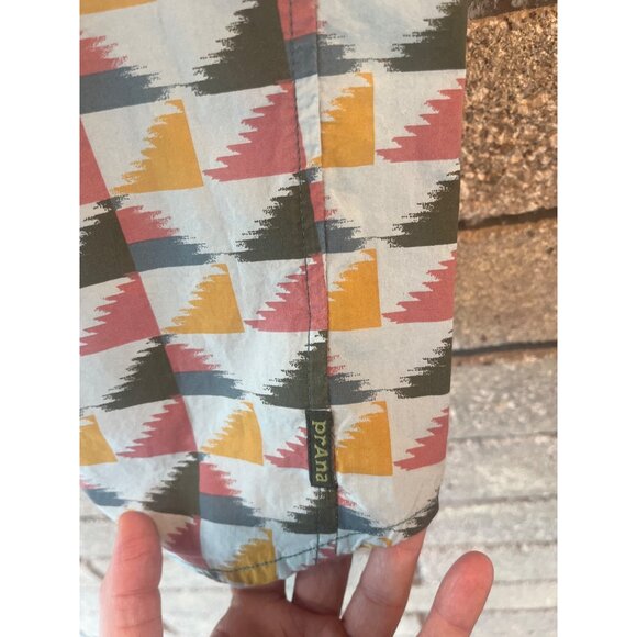 Prana PeacePath Abstract Woven Camp Shirt Mens Organic Cotton Button-Up Shirt Wi - Picture 7 of 11